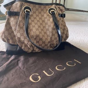 Authentic GUCCI GG Canvas Full Moon Tote Bag